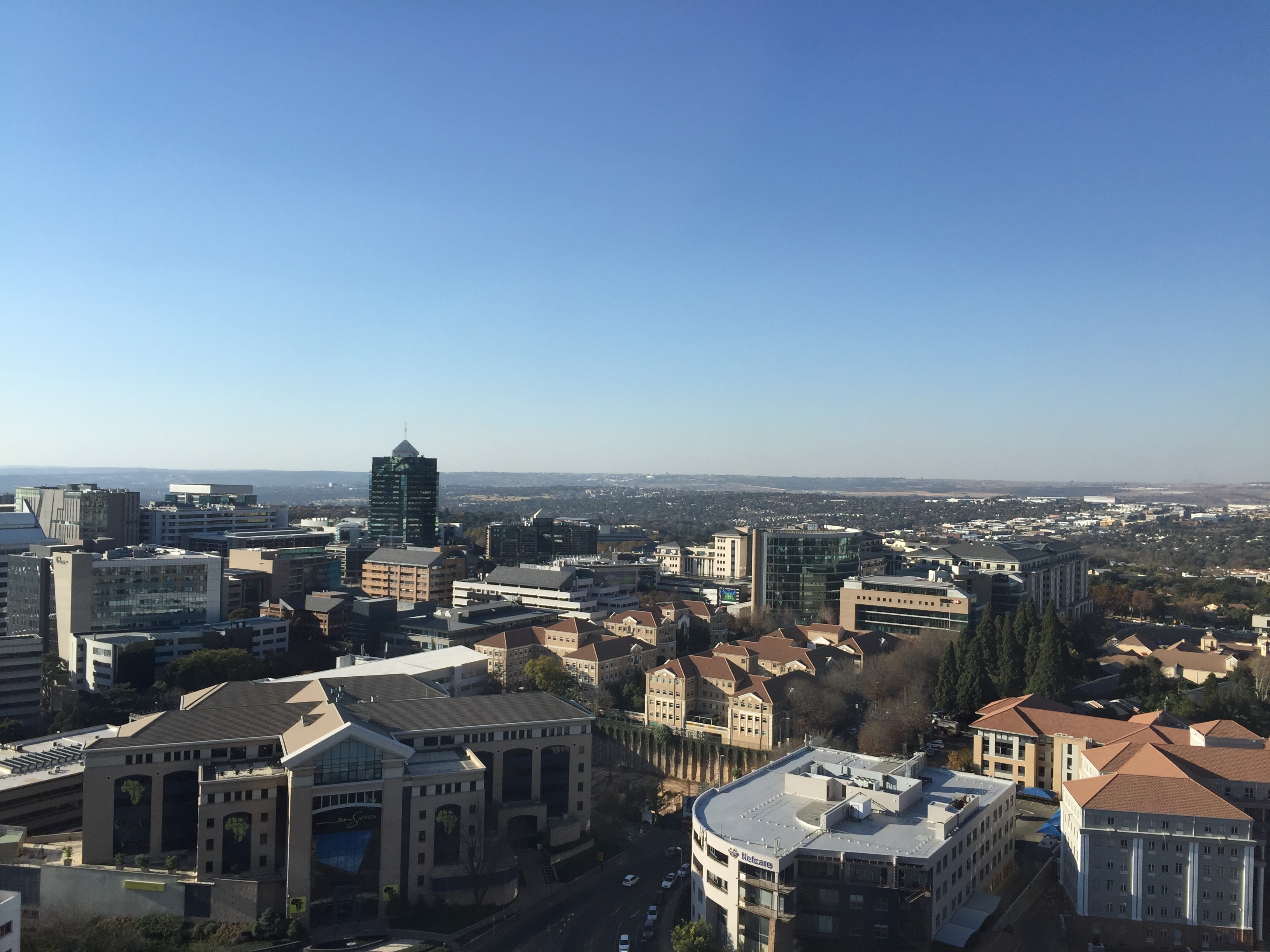 Stunning view over Sandton and Johannesburg from Michelangelo Towers in Sandton CBD
